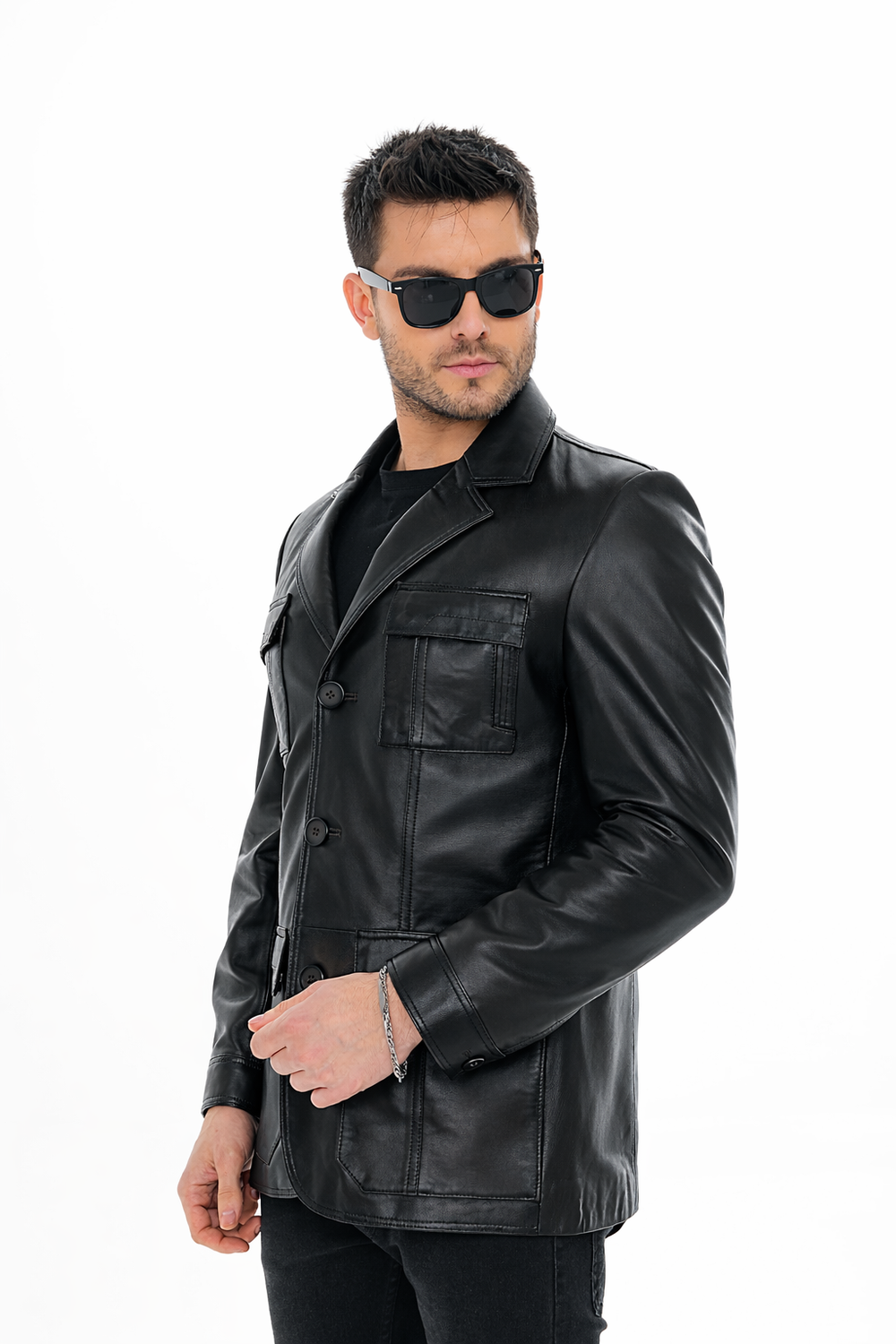 The Ravenna Black Leather Jacket - Vinci Leather