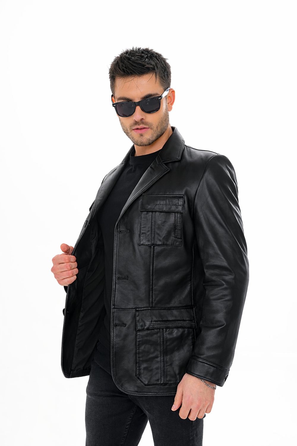 The Ravenna Black Leather Jacket - Vinci Leather