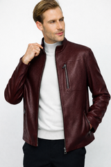 The Blanchard Burgundy Leather Jacket - Vinci Leather
