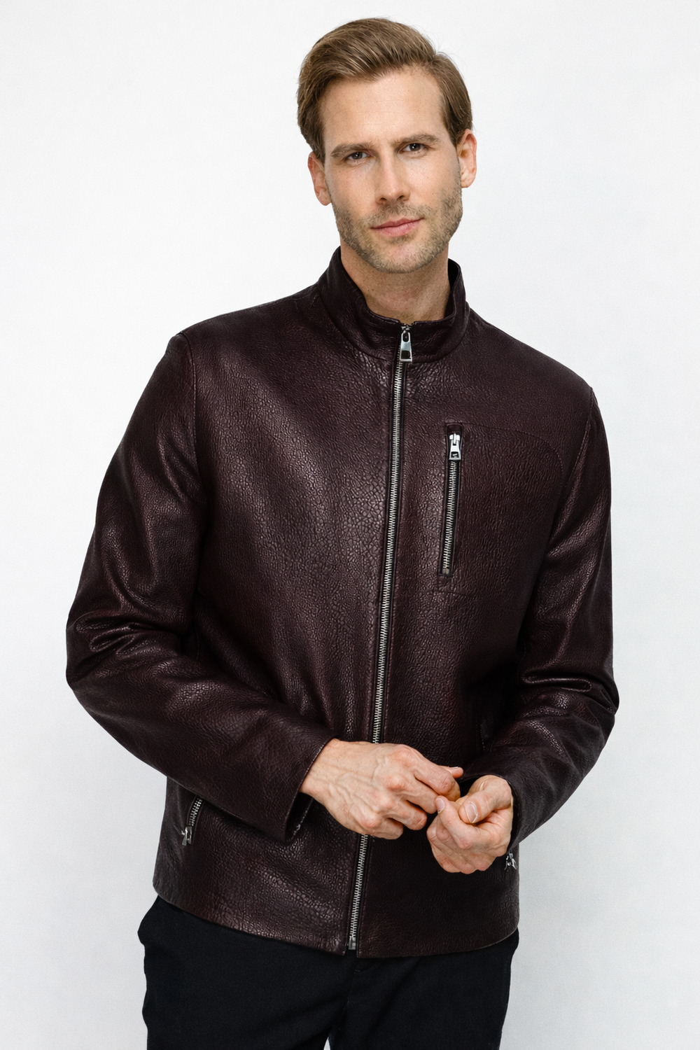 The Blanchard Burgundy Leather Jacket - Vinci Leather