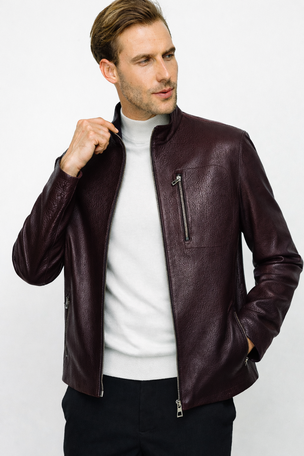 The Blanchard Burgundy Leather Jacket - Vinci Leather