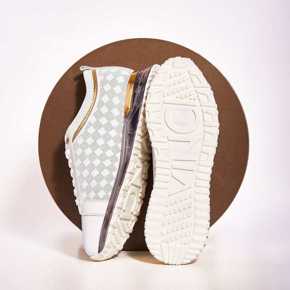 The Cenova White Gold Leather Sneaker - Vinci Leather