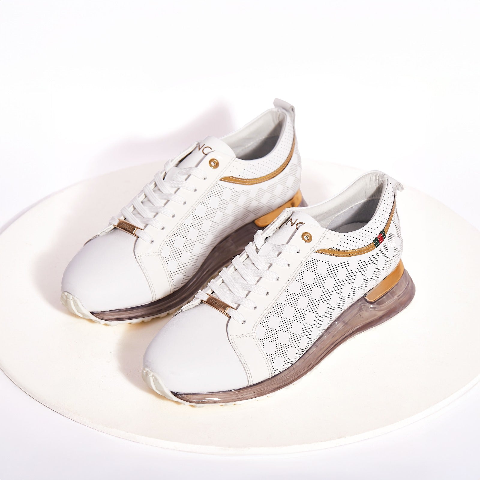 The Cenova White Gold Leather Sneaker - Vinci Leather