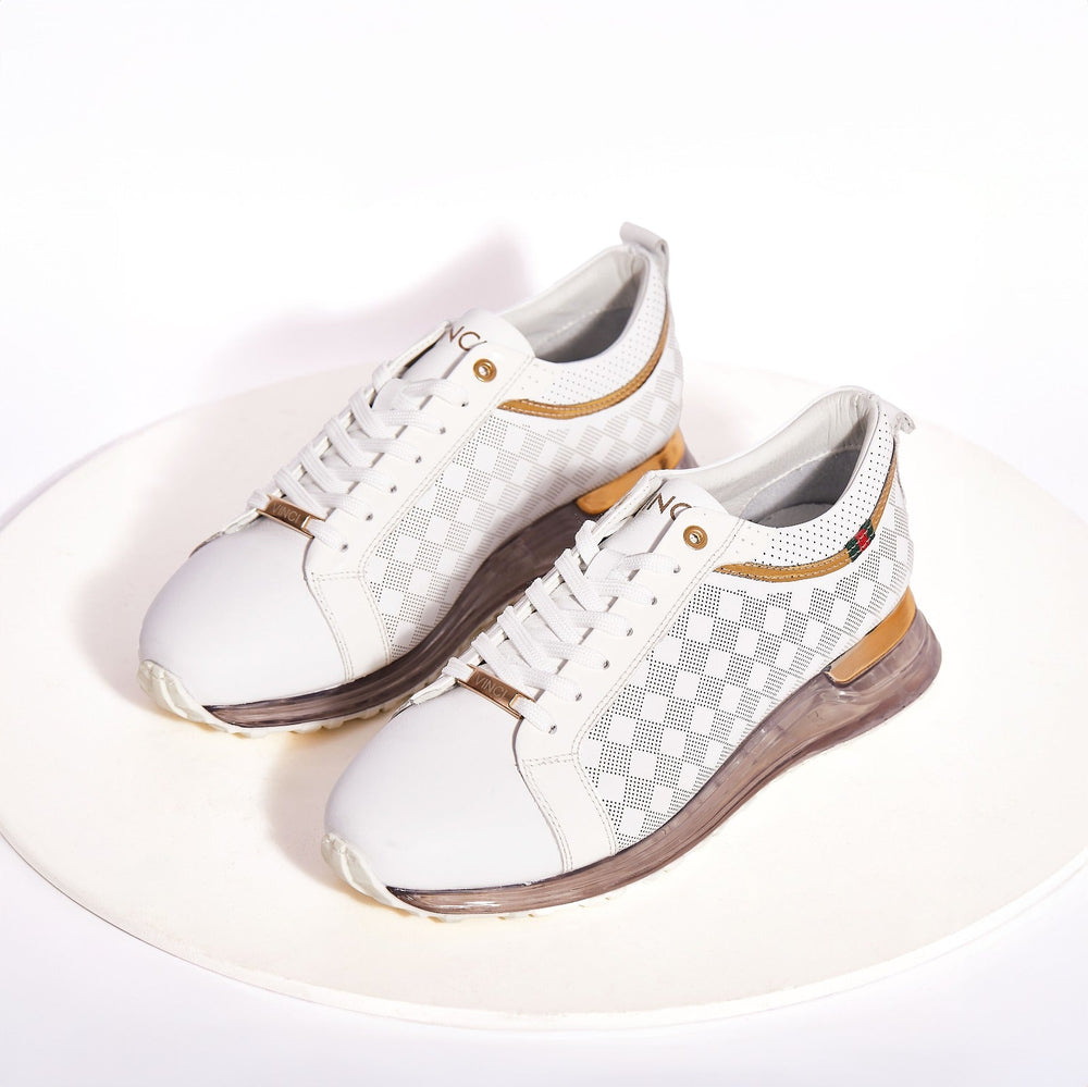 The Cenova White Gold Leather Sneaker - Vinci Leather