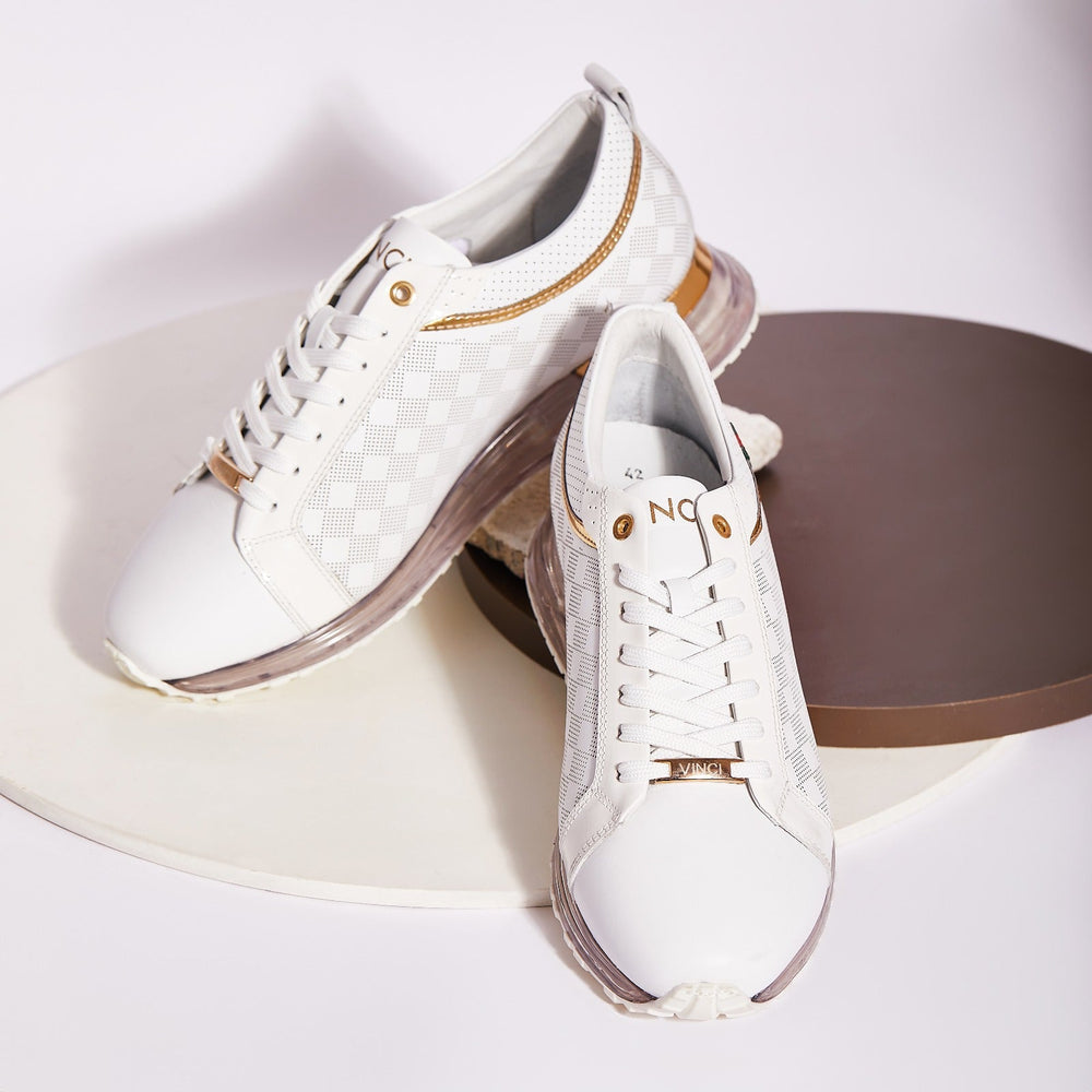 The Cenova White Gold Leather Sneaker - Vinci Leather
