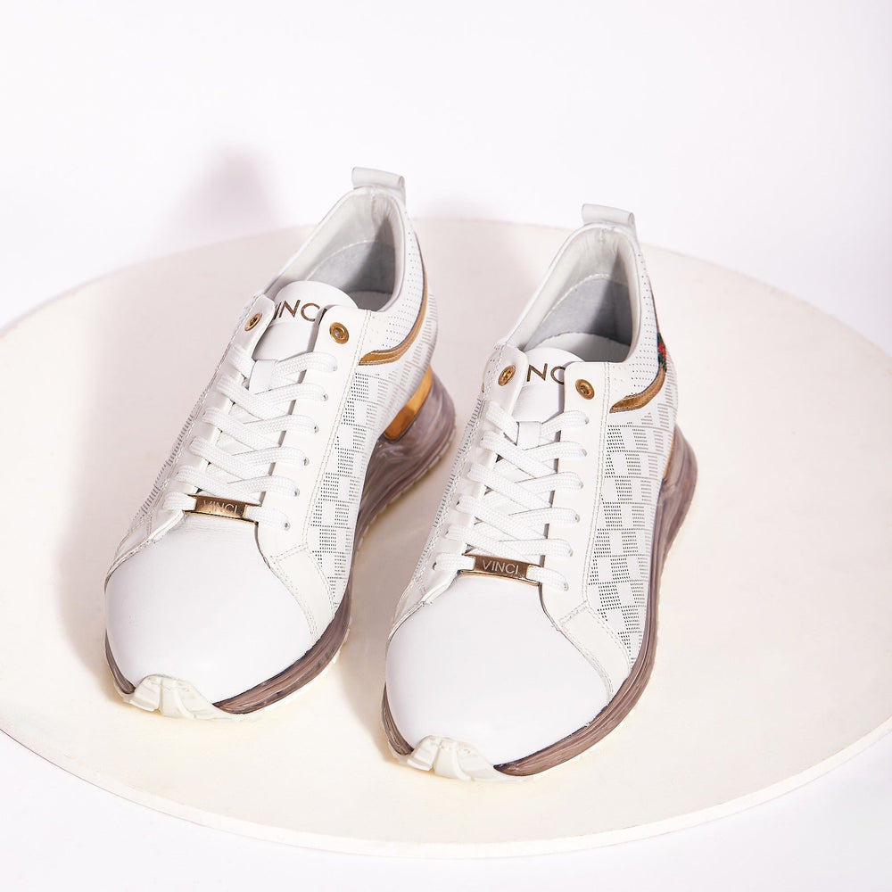 The Cenova White Gold Leather Sneaker - Vinci Leather
