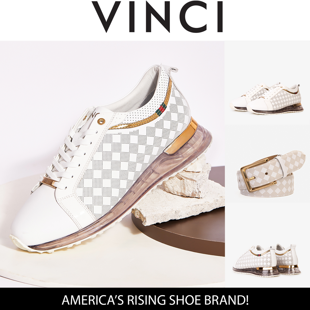 The Cenova White Gold Leather Sneaker - Vinci Leather