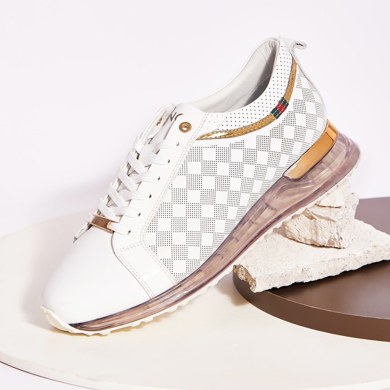 The Cenova White Gold Leather Sneaker - Vinci Leather