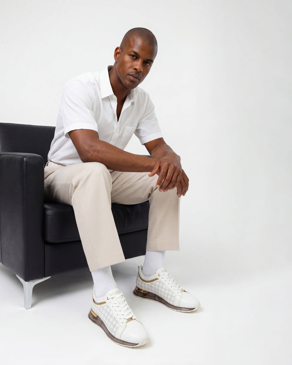 The Cenova White Gold Leather Sneaker - Vinci Leather