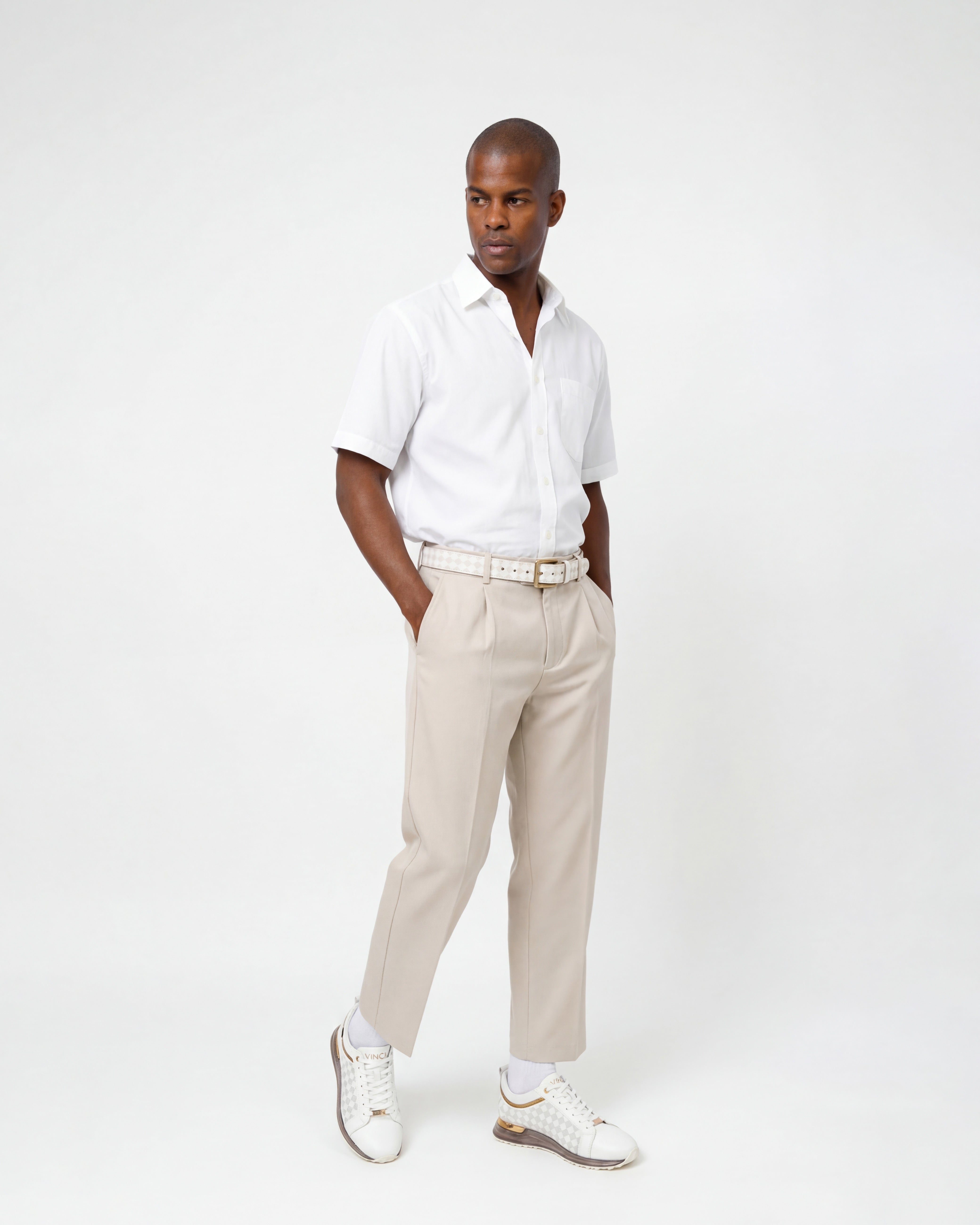The Cenova White Gold Leather Sneaker - Vinci Leather
