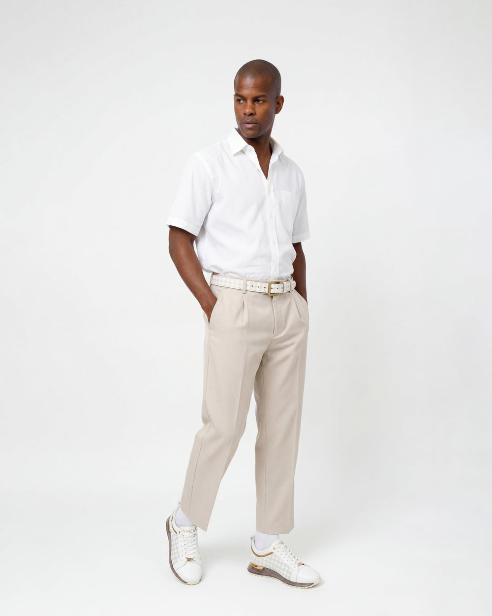 The Cenova White Gold Leather Sneaker - Vinci Leather