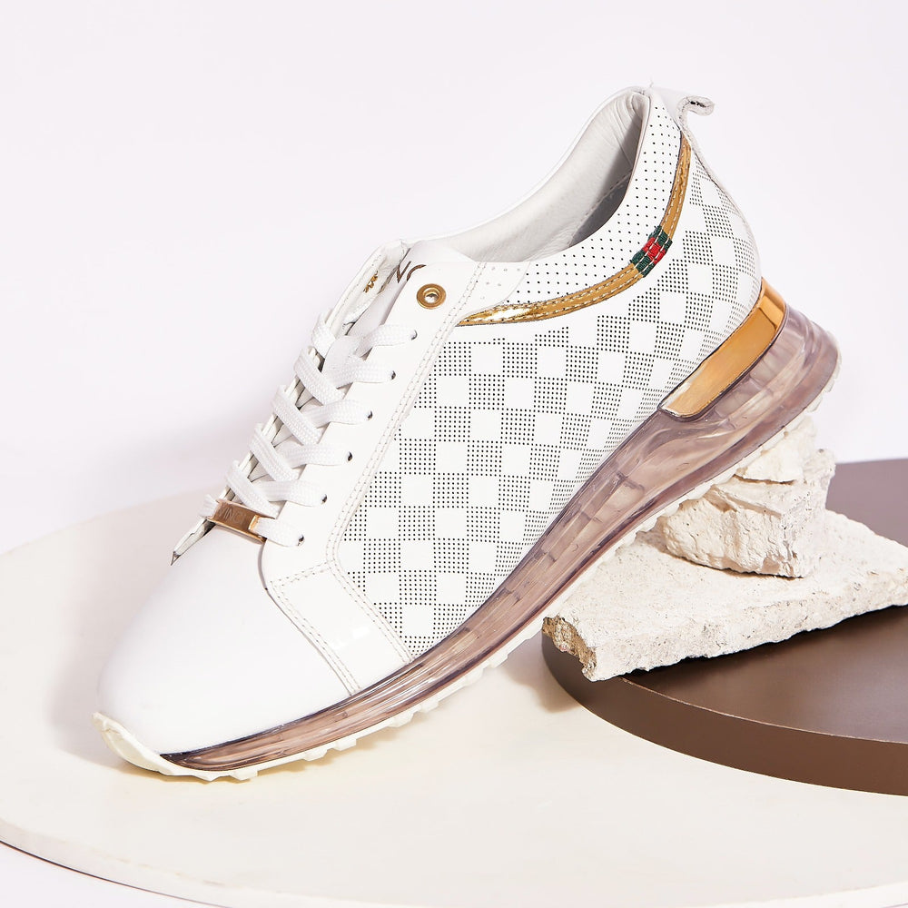 The Cenova White Gold Leather Sneaker - Vinci Leather