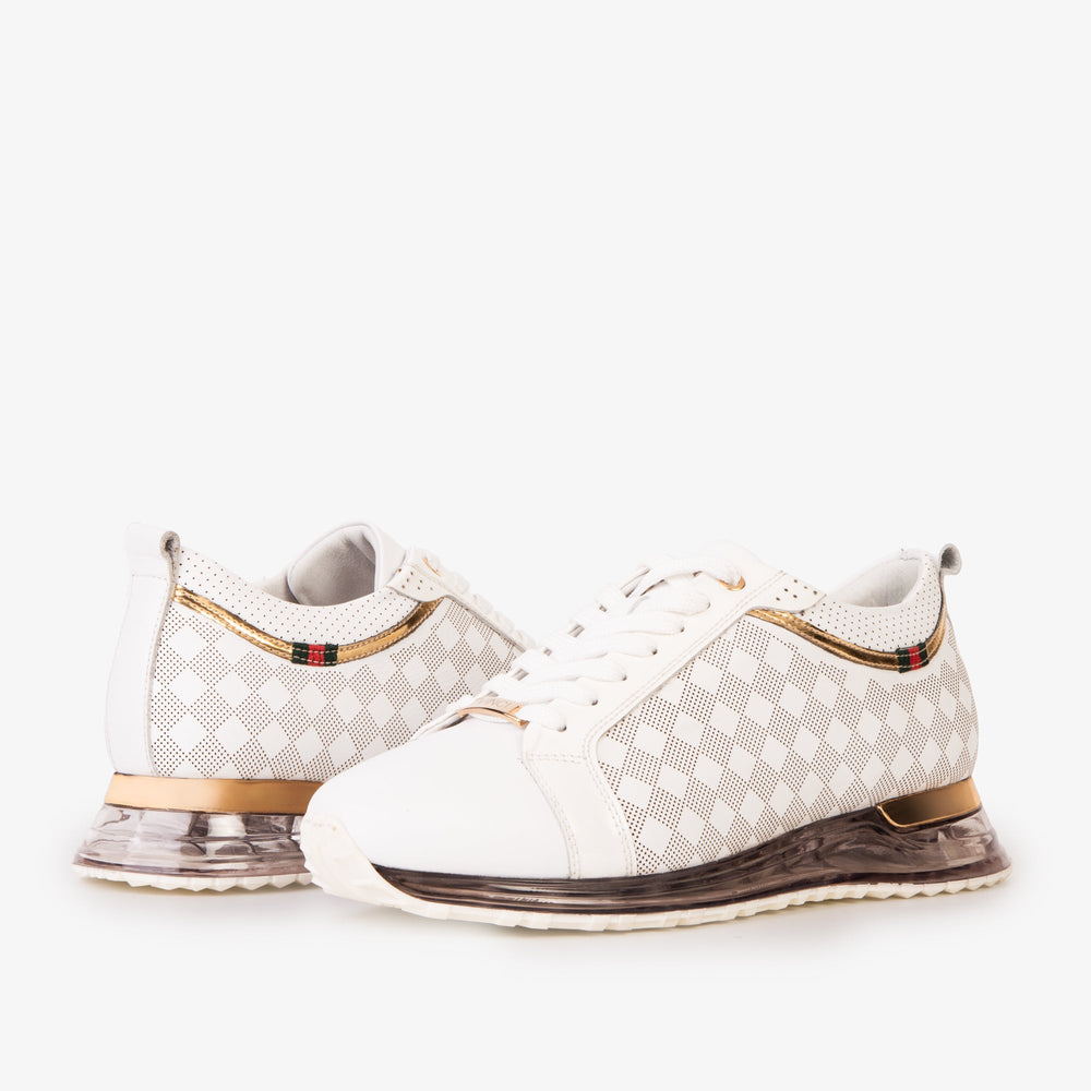 The Cenova White Gold Leather Sneaker - Vinci Leather