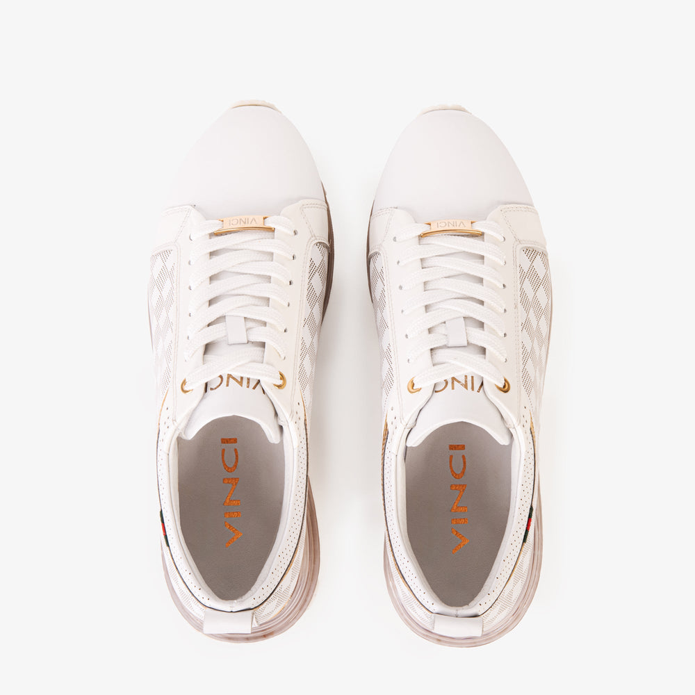 The Cenova White Gold Leather Sneaker - Vinci Leather