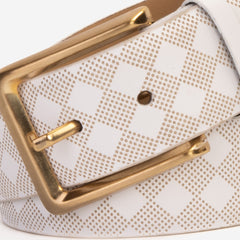 The Cenova White Calfskin Belt - Vinci Leather