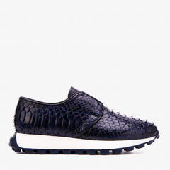 The Obsidian Navy Python Leather Sneaker - Vinci Leather
