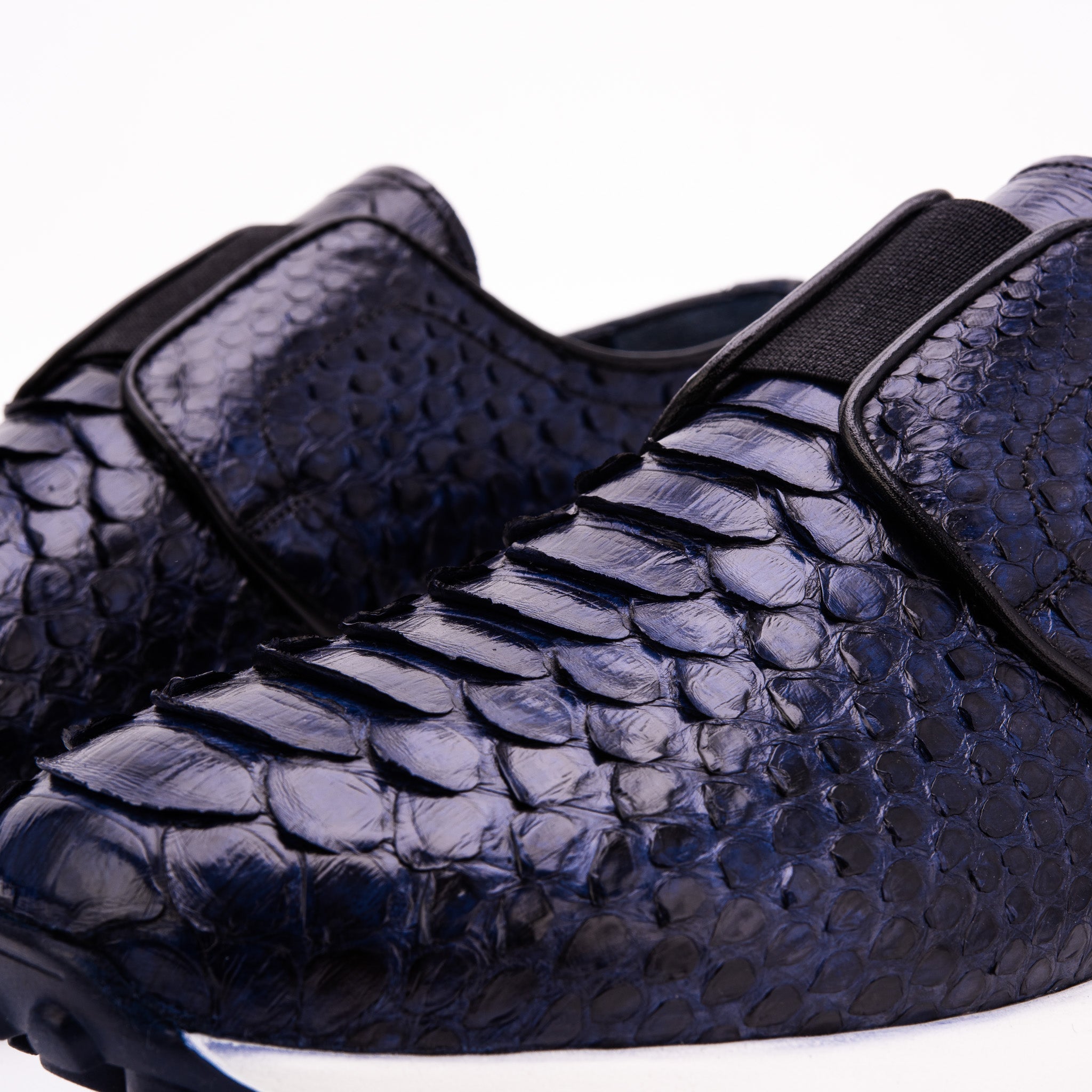 The Obsidian Navy Python Leather Sneaker - Vinci Leather