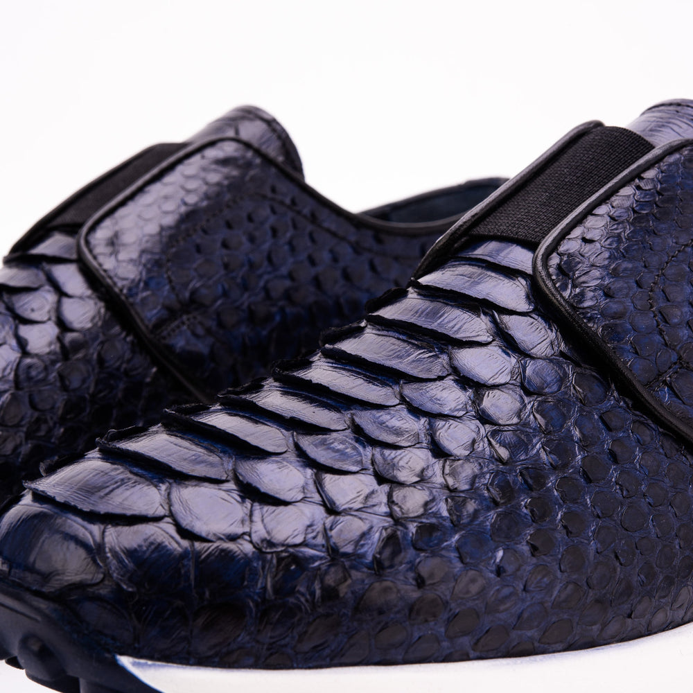 The Obsidian Navy Python Leather Sneaker - Vinci Leather