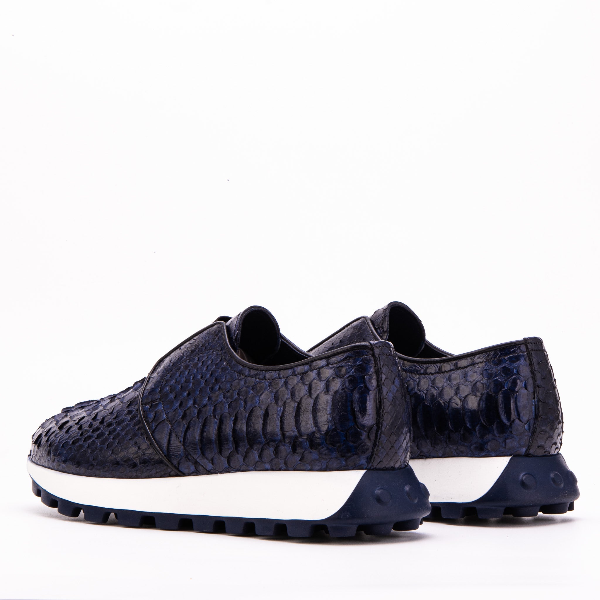 The Obsidian Navy Python Leather Sneaker - Vinci Leather
