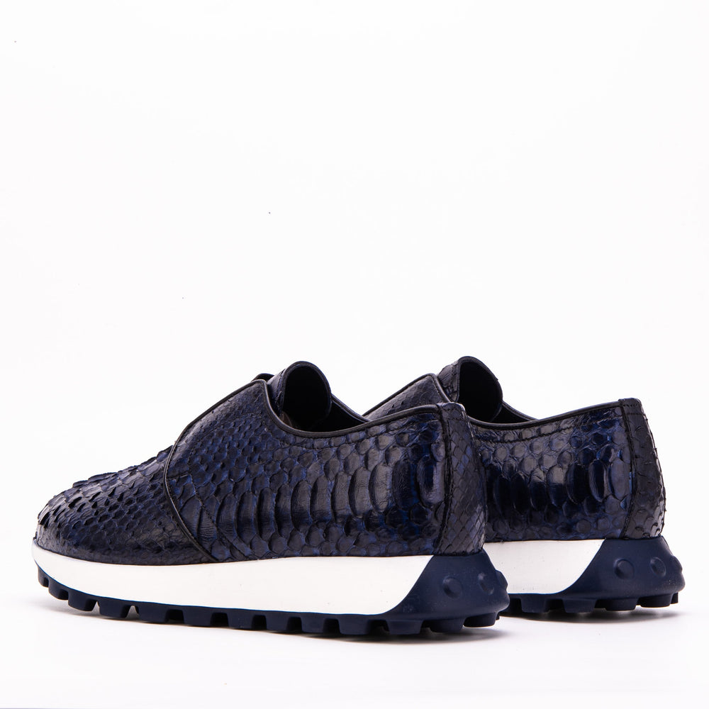 The Obsidian Navy Python Leather Sneaker - Vinci Leather