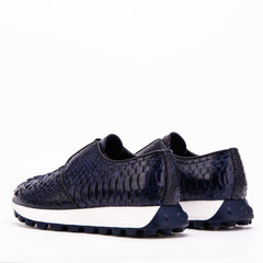 The Obsidian Navy Python Leather Sneaker - Vinci Leather