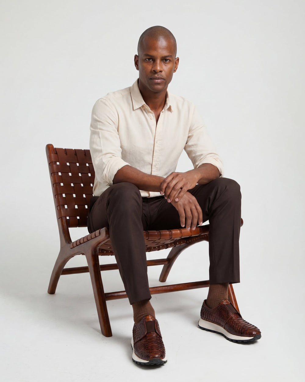 The Obsidian Tan  Python Leather Sneaker - Vinci Leather