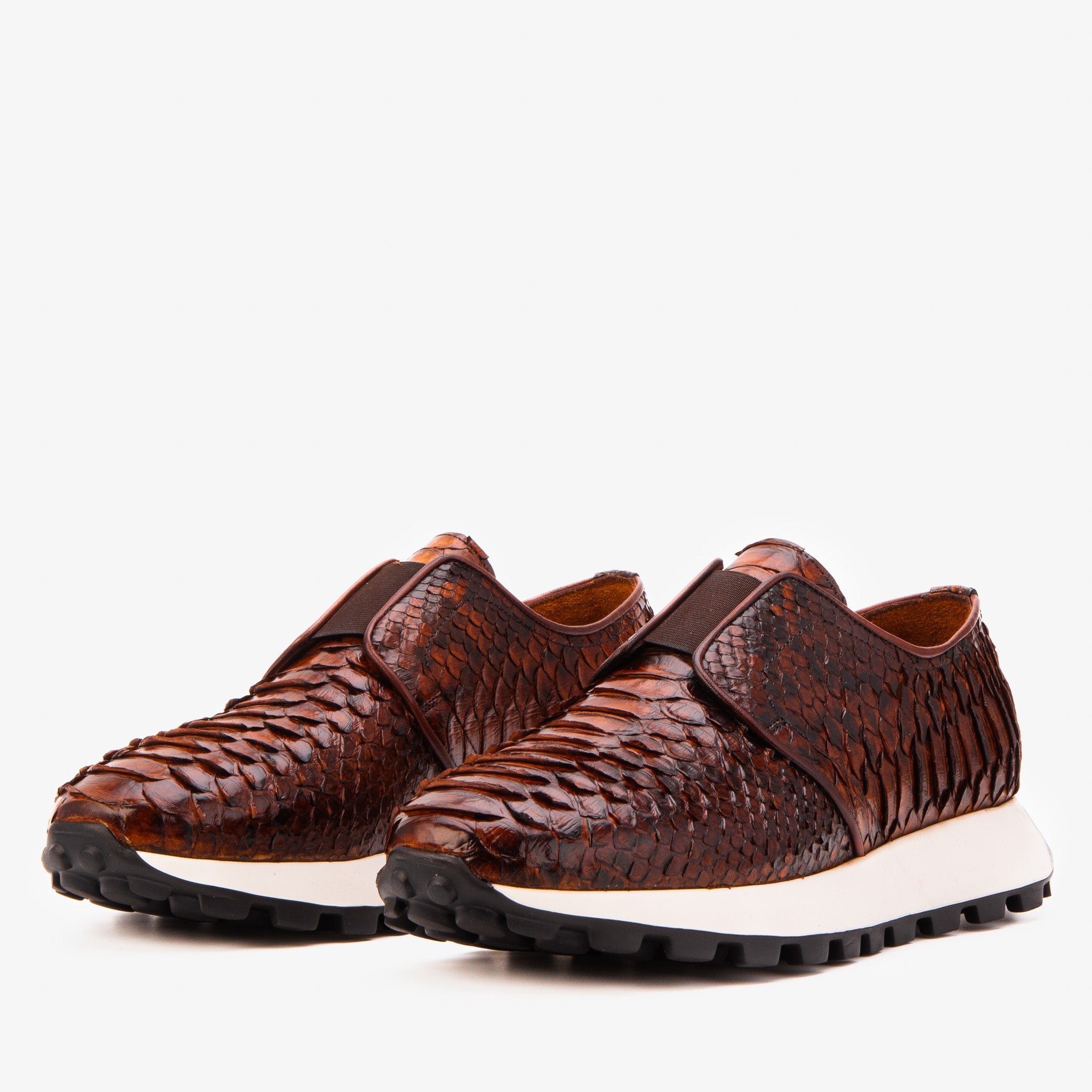 The Obsidian Tan  Python Leather Sneaker - Vinci Leather