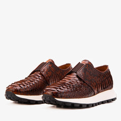 The Obsidian Tan  Python Leather Sneaker - Vinci Leather