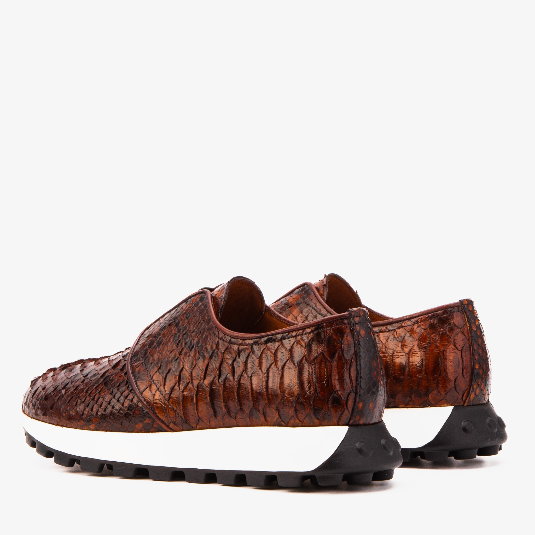 The Obsidian Tan  Python Leather Sneaker - Vinci Leather