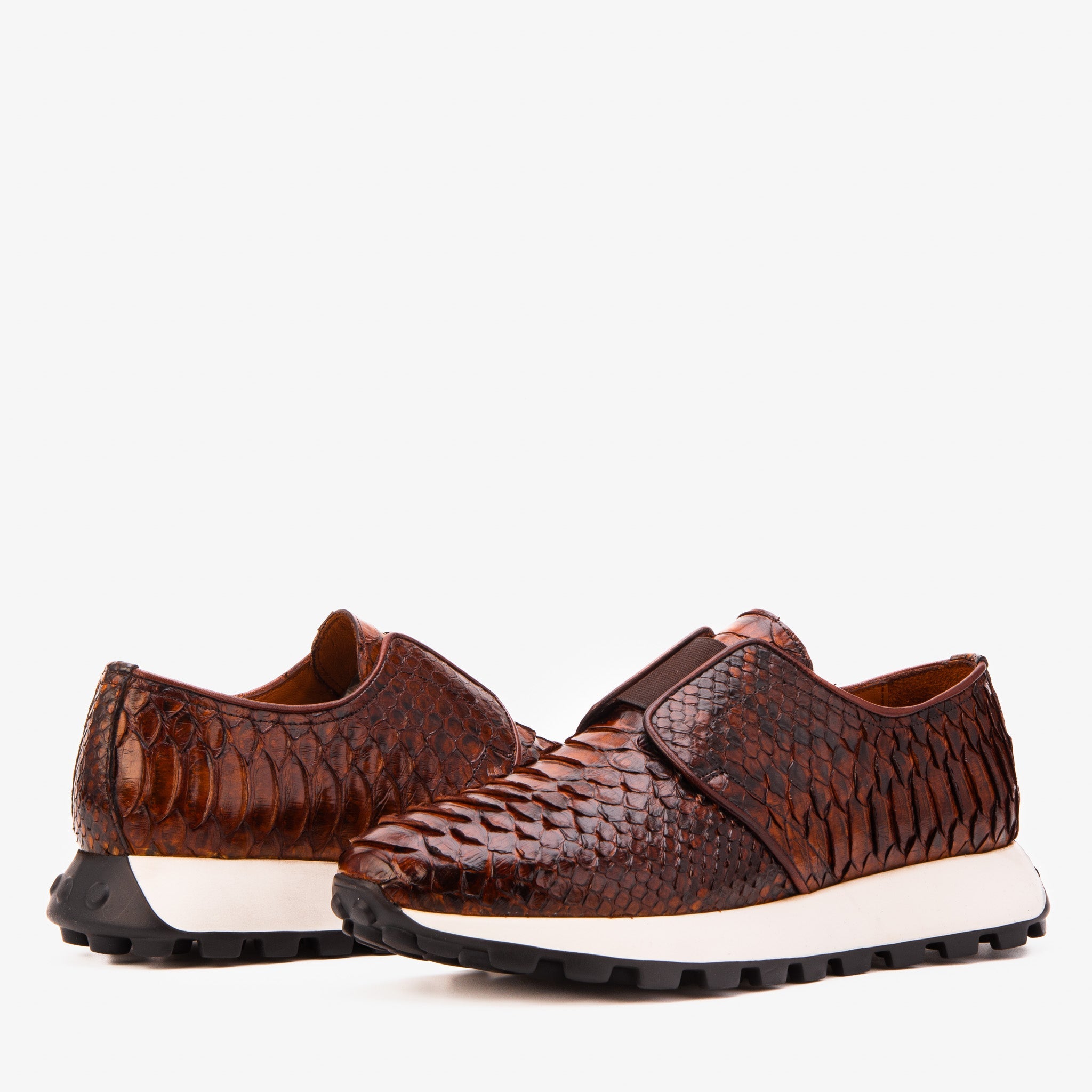 The Obsidian Tan  Python Leather Sneaker - Vinci Leather