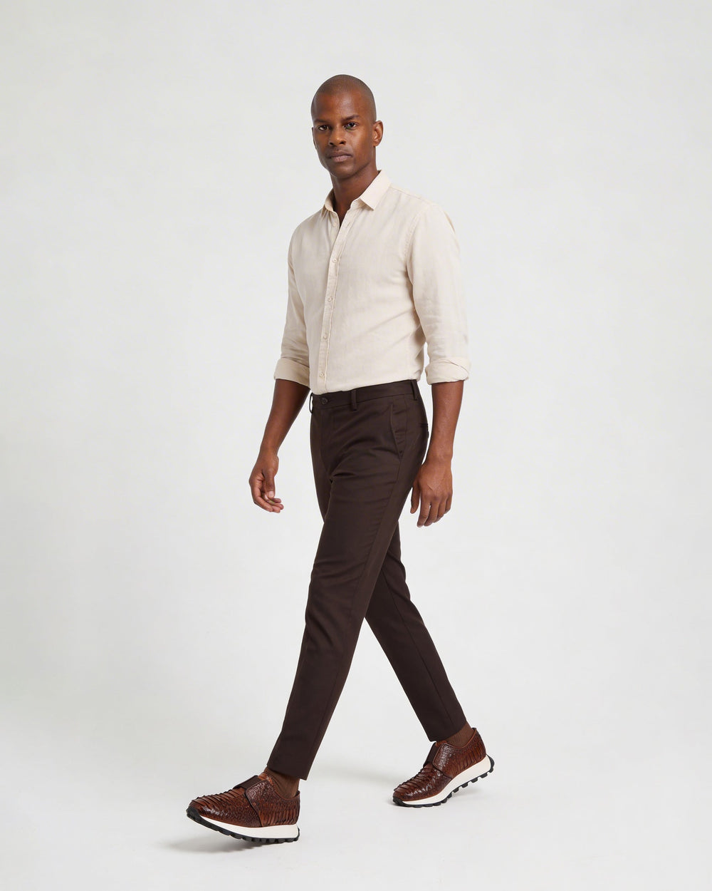 The Obsidian Tan  Python Leather Sneaker - Vinci Leather