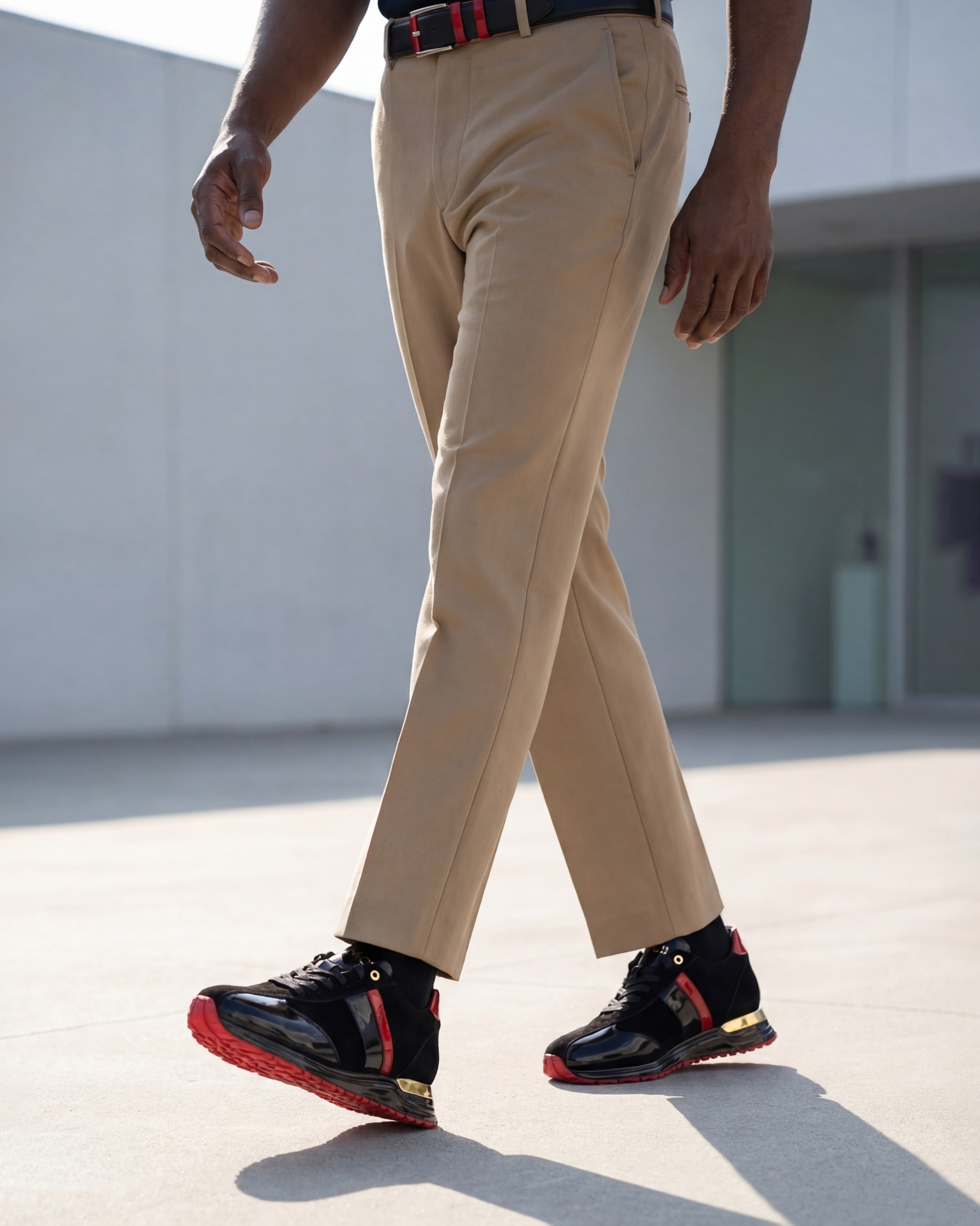 The Inferno Black Red Leather Sneaker - Vinci Leather