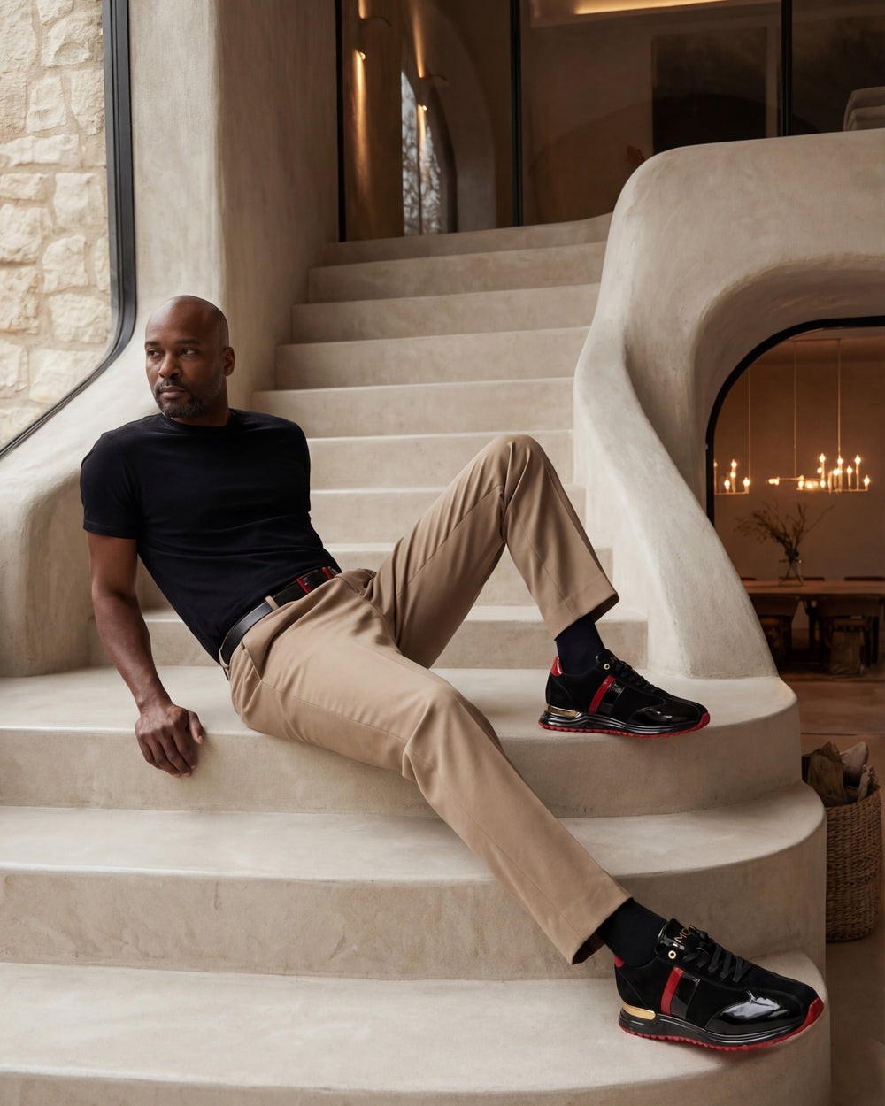 The Inferno Black Red Leather Sneaker - Vinci Leather