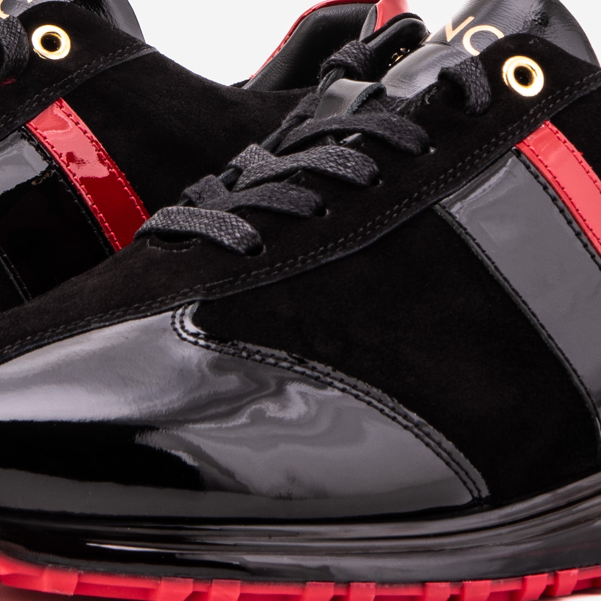 The Inferno Black Red Leather Sneaker - Vinci Leather