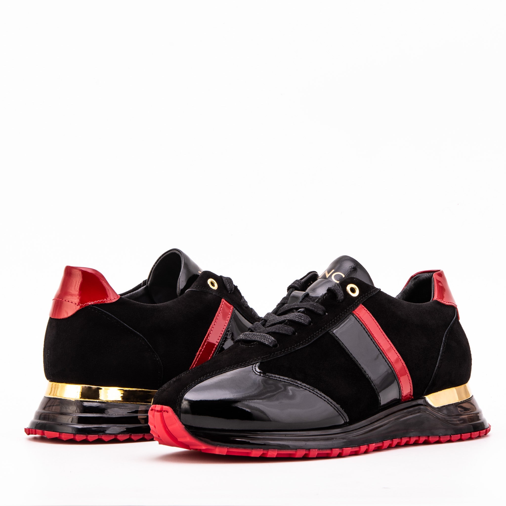 The Inferno Black Red Leather Sneaker - Vinci Leather