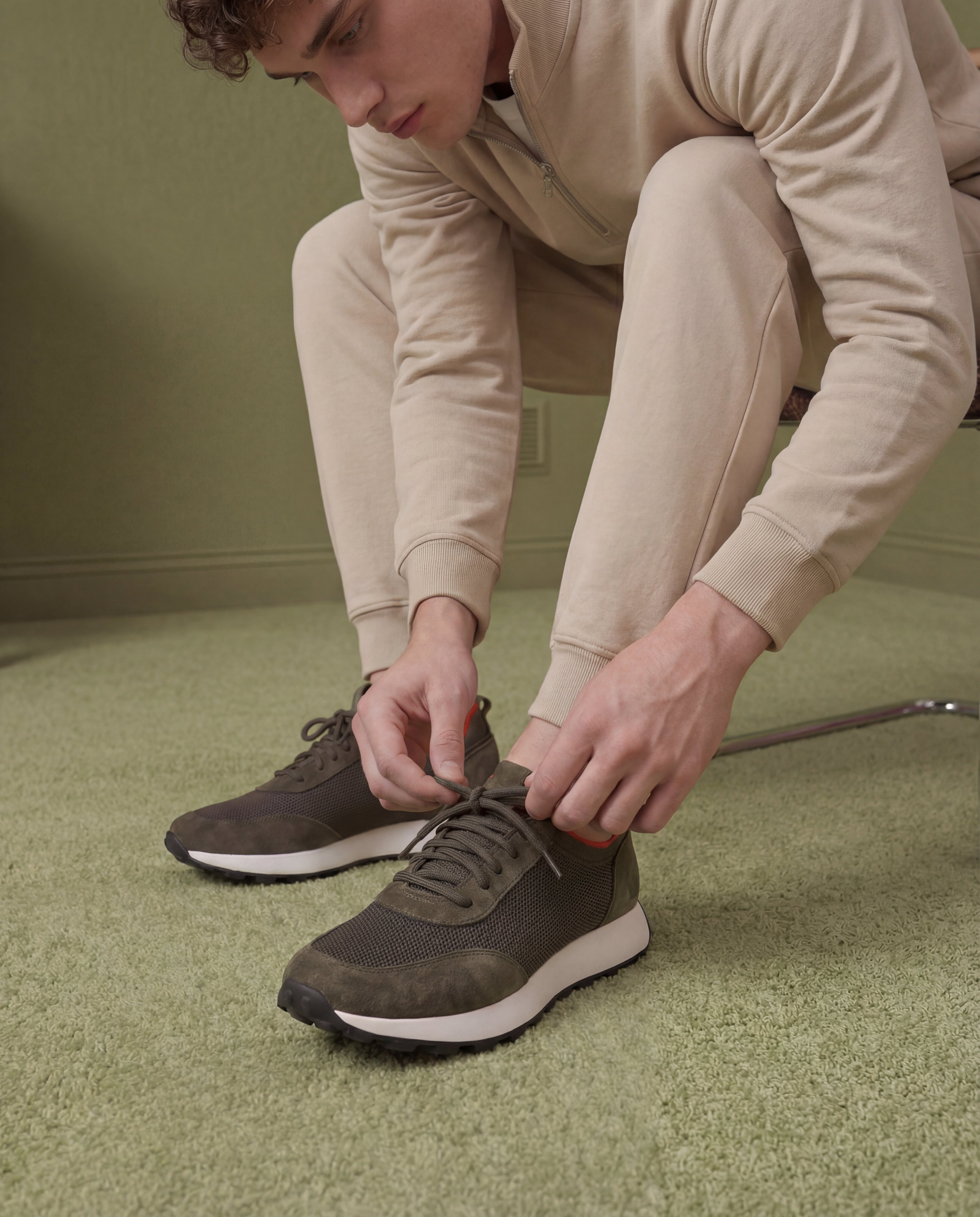 The Berlin Green Suede Leather Sneaker - Vinci Leather
