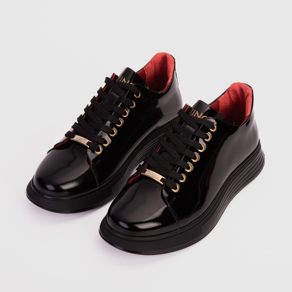 The Peklin Patent Black Leather Sneaker - Vinci Leather