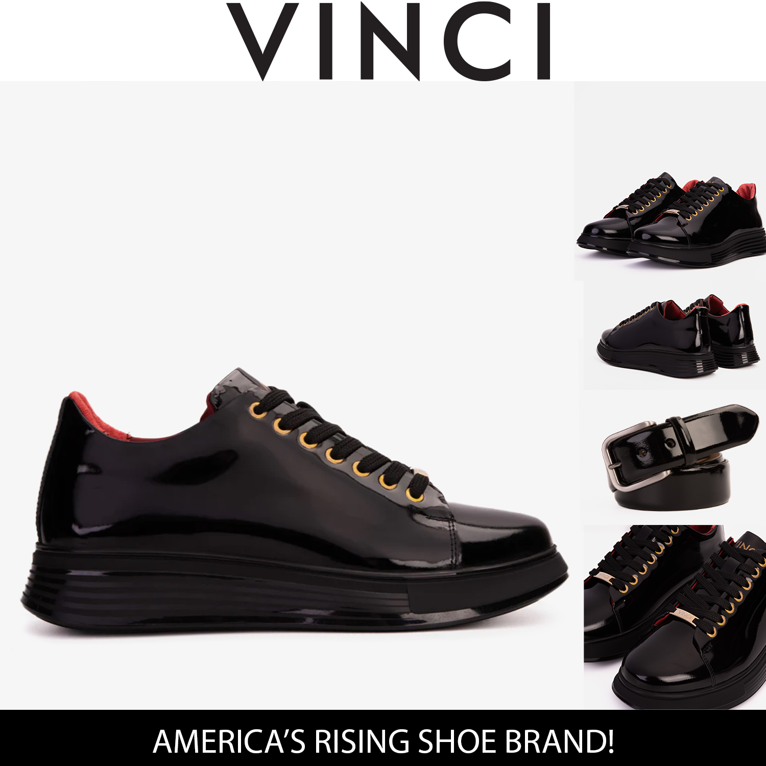 The Peklin Patent Black Leather Sneaker - Vinci Leather