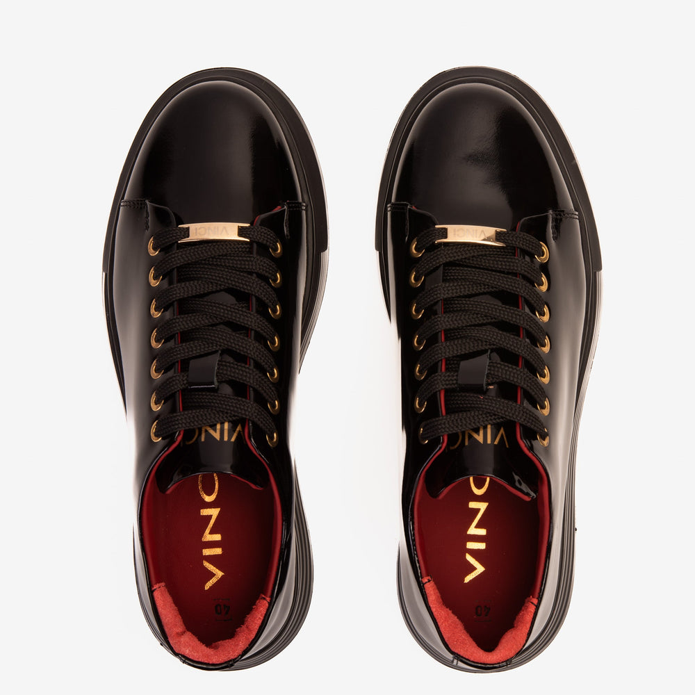 The Peklin Patent Black Leather Sneaker - Vinci Leather
