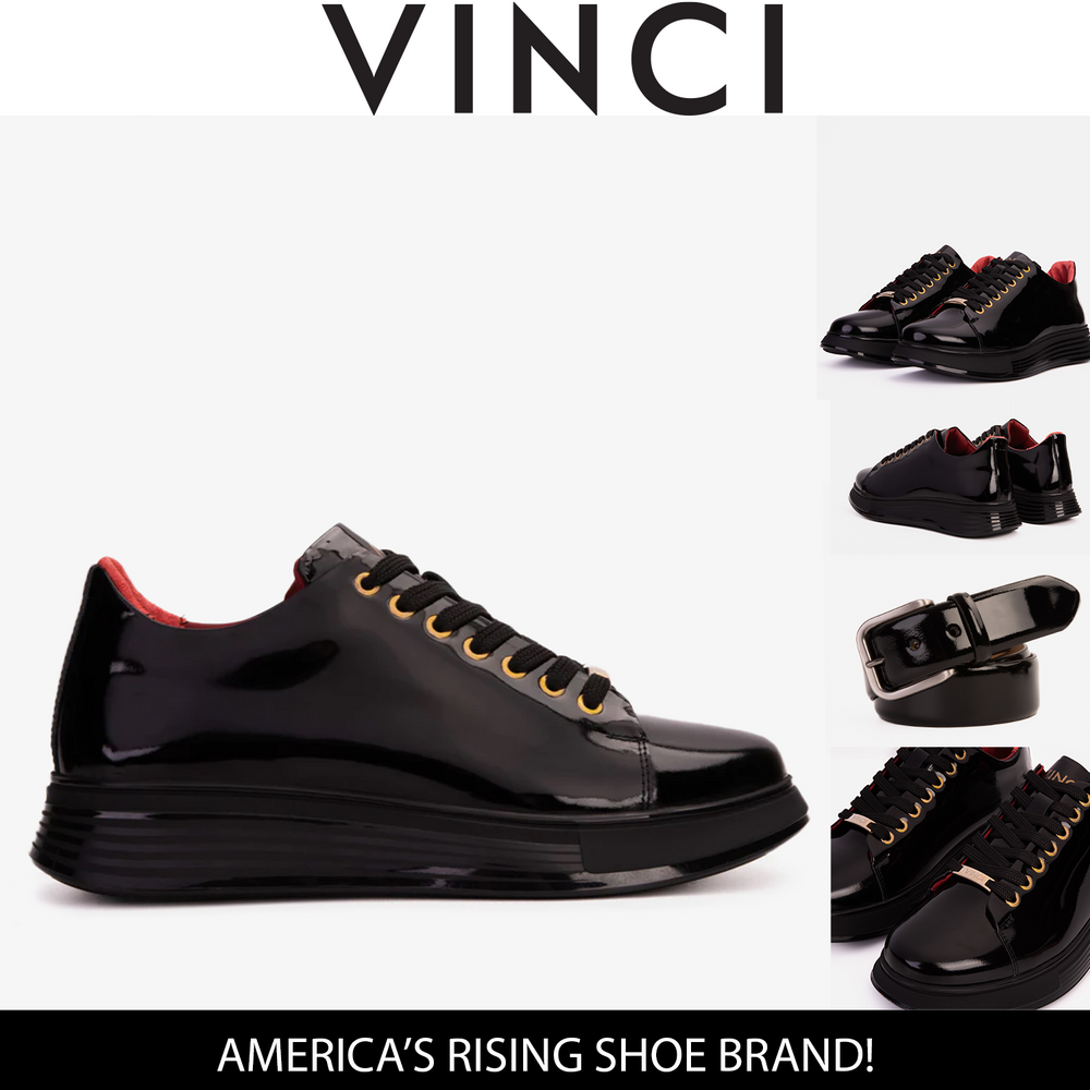 The Peklin Patent Black Leather Sneaker - Vinci Leather