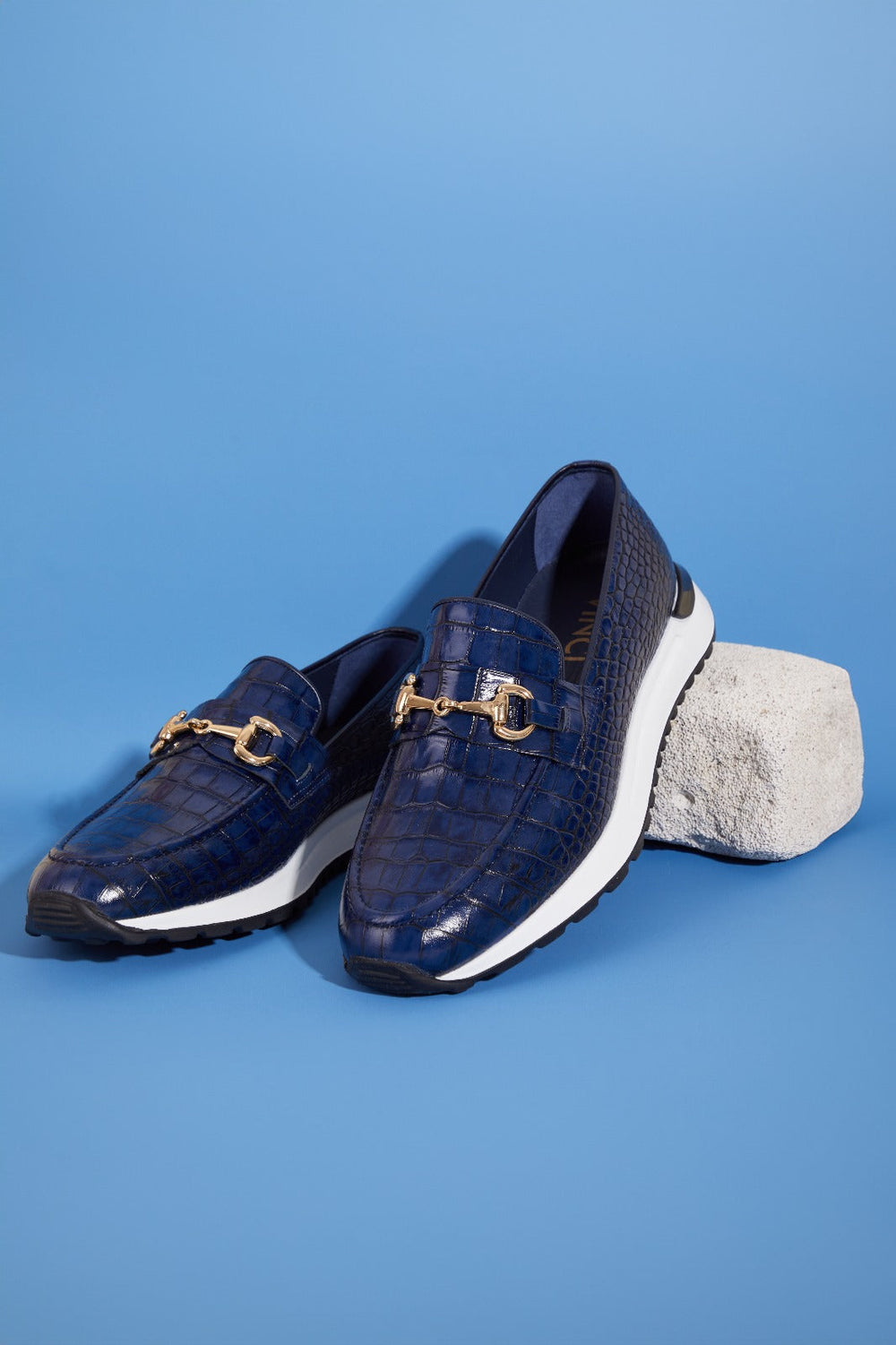 The Padova Navy Blue Leather Sneaker - Vinci Leather
