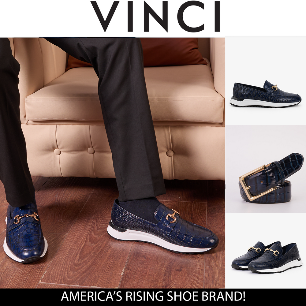 The Padova Navy Blue Leather Sneaker - Vinci Leather