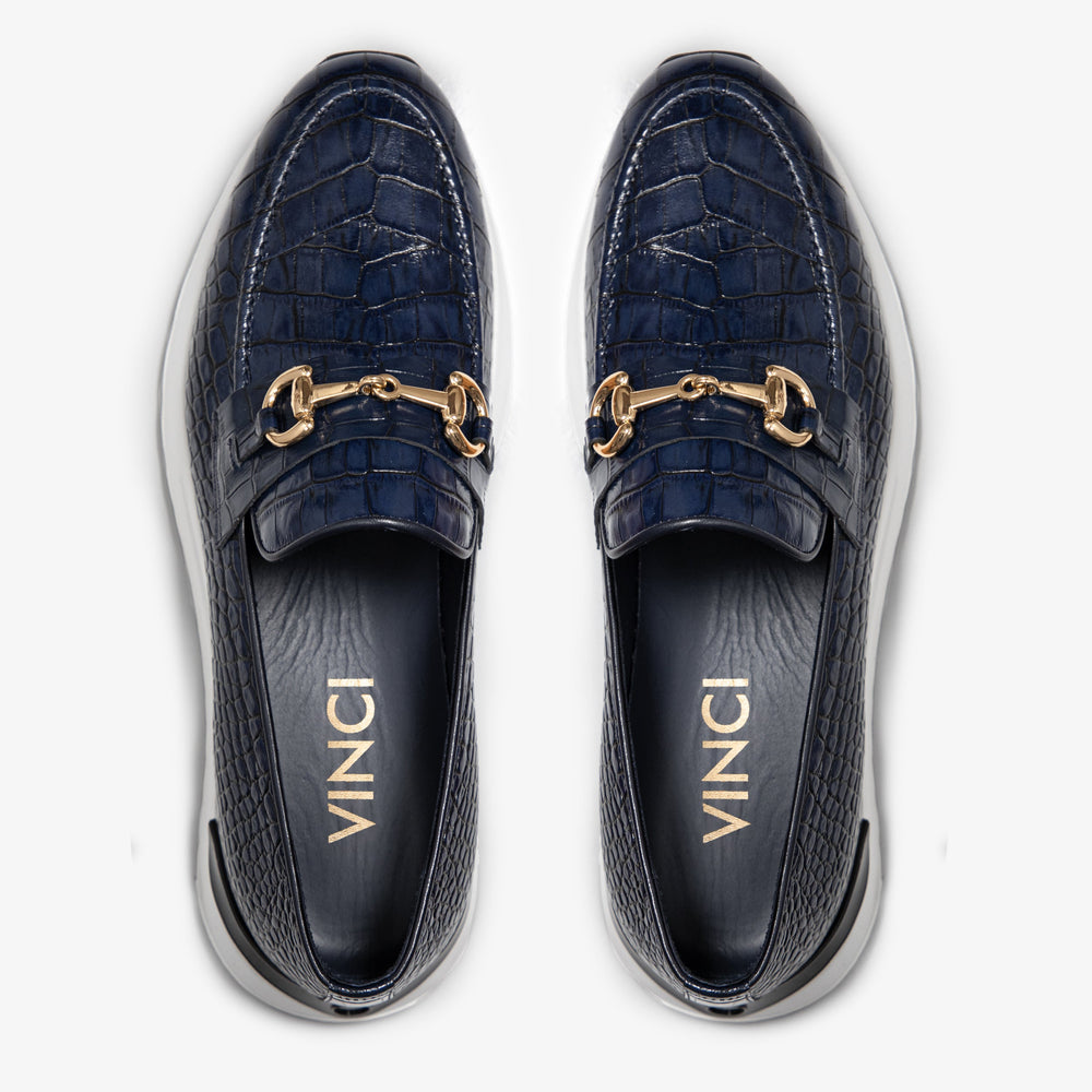 The Padova Navy Blue Leather Sneaker - Vinci Leather