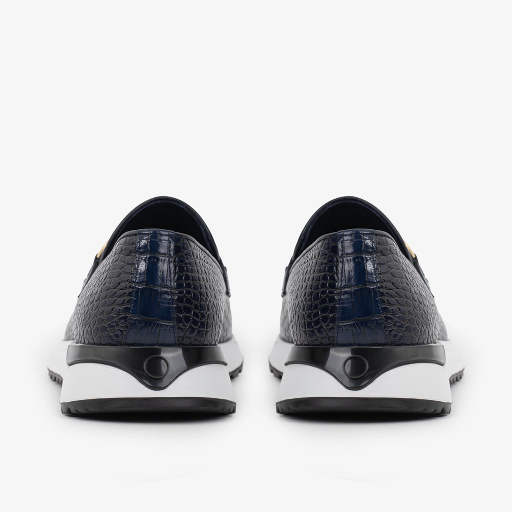 The Padova Navy Blue Leather Sneaker - Vinci Leather