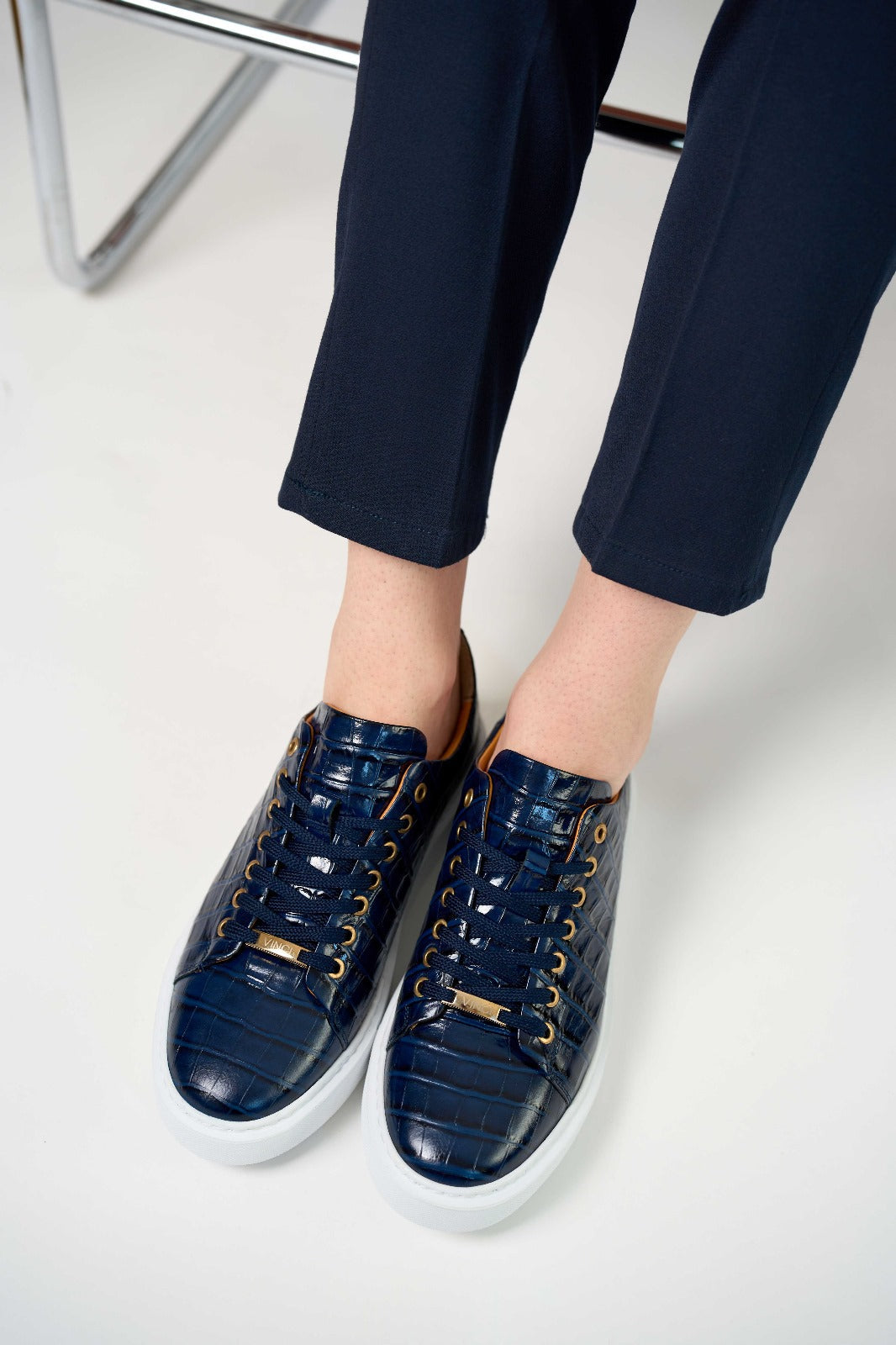 The Dublin Blue Leather Sneaker - Vinci Leather
