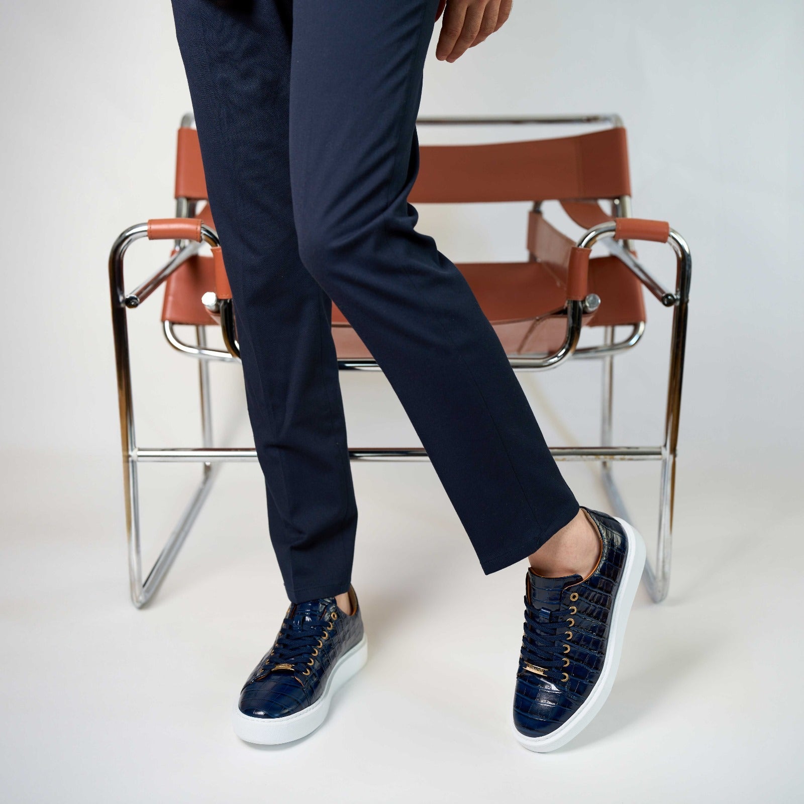 The Dublin Blue Leather Sneaker - Vinci Leather