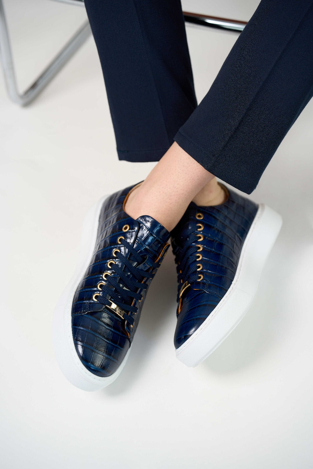 The Dublin Blue Leather Sneaker - Vinci Leather