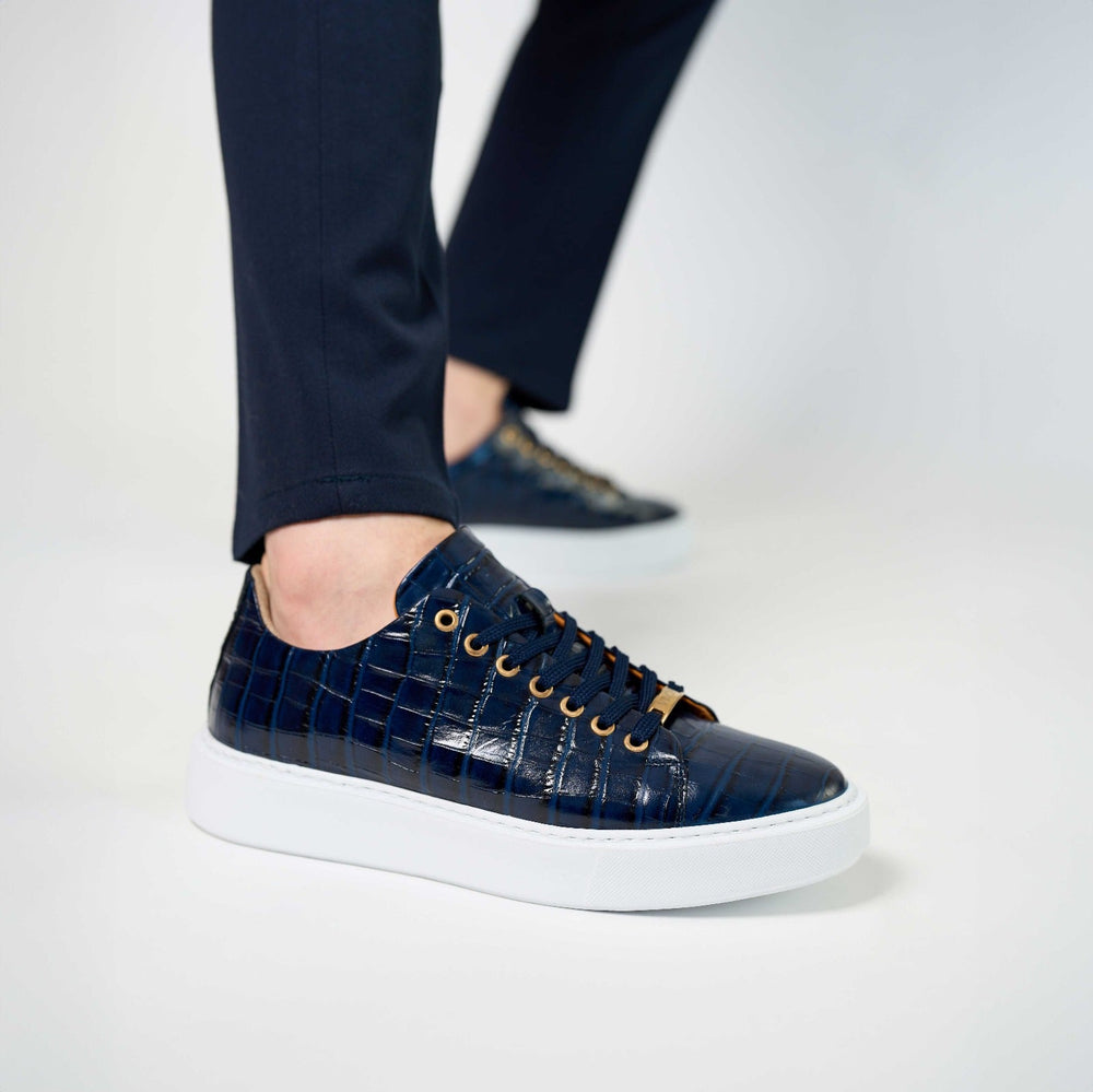 The Dublin Blue Leather Sneaker - Vinci Leather