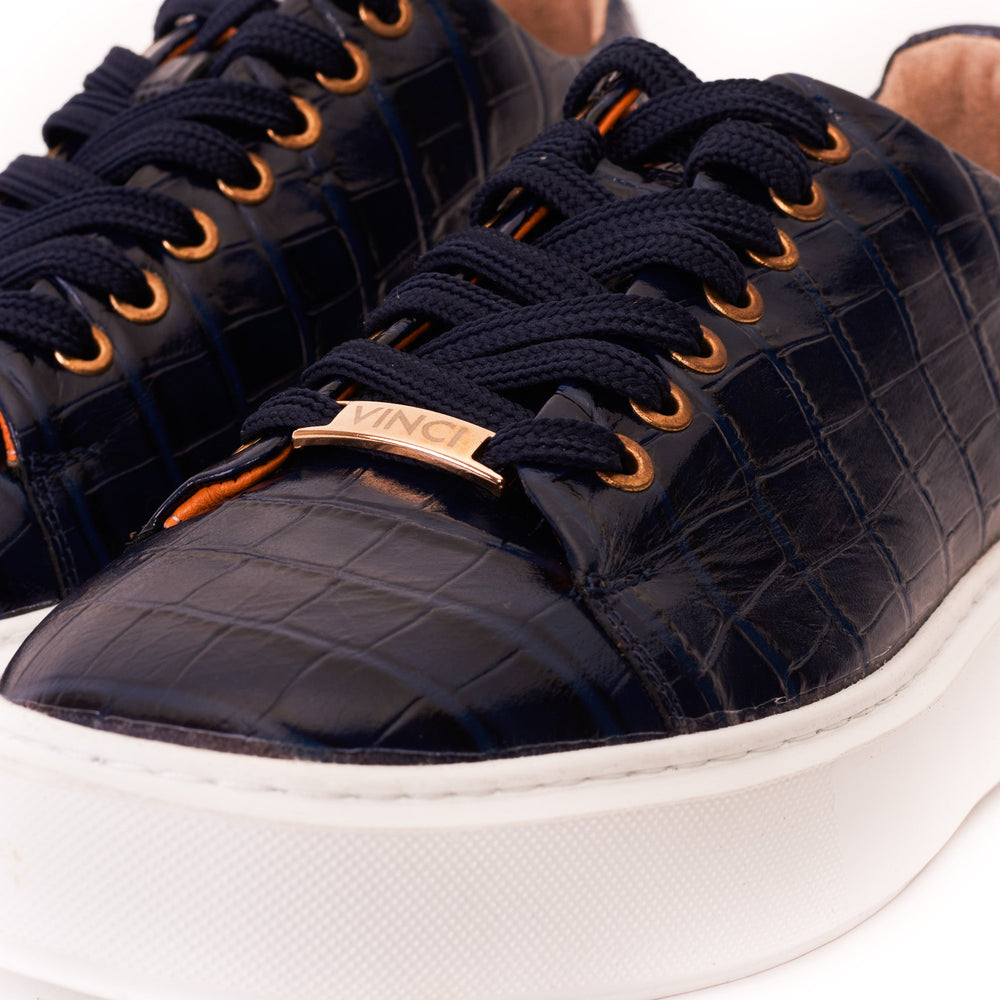 The Dublin Blue Leather Sneaker - Vinci Leather