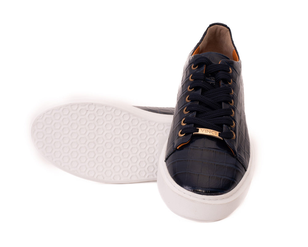 The Dublin Blue Leather Sneaker - Vinci Leather